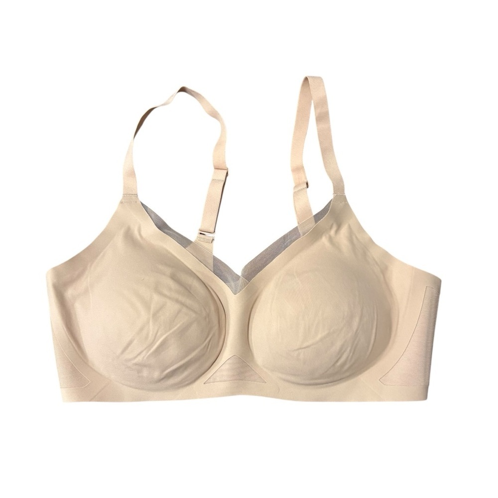 Honeylove CrossOver Bra Back Smoothing Wire Free Sand Mesh Size Large